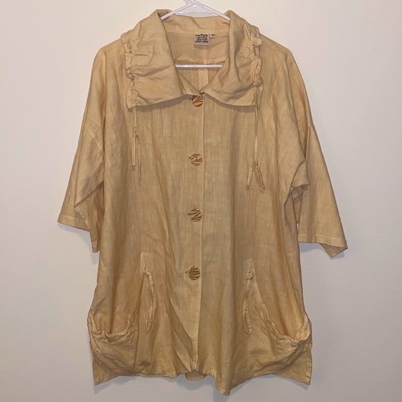 Parsley & Sage Jackets & Blazers - Large Parlsey&Sage Cream Button Down Collar with Draw Strings Utility Jacket